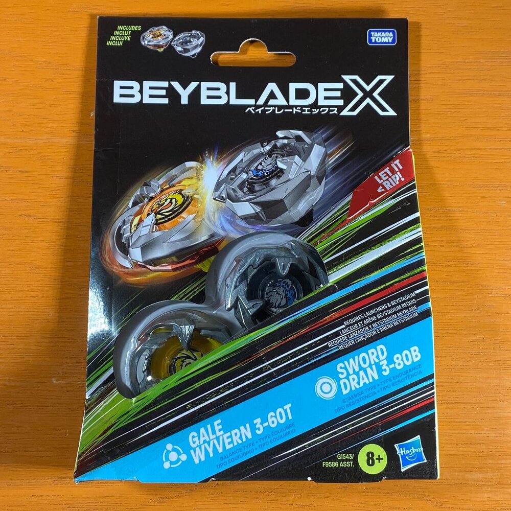 Beyblade X Gale Wyvern 3-60T & Sword Dran 3-80B Dual Pack Top New in Package